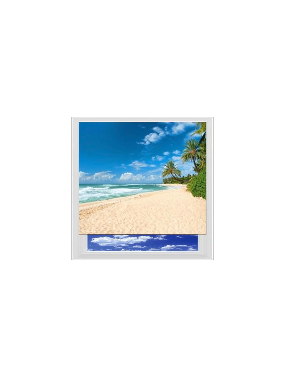 Details about   The Beach Huts Tropical printed picture photo roller blind made to measure 