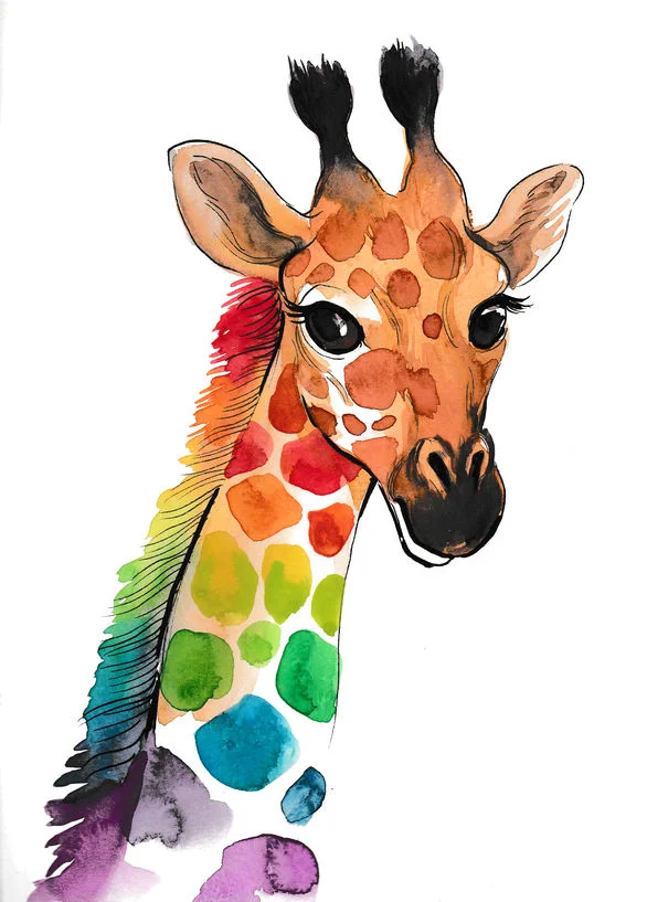 Rainbow Giraffe Digitally Printed Photo Roller Blind