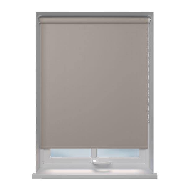 Bella Taupe Blackout Roller Blind is a brown coloured fabric. This brown or dark beige fabric looks great with woods, creams or browns, a classic modern colour that will go anywhere.