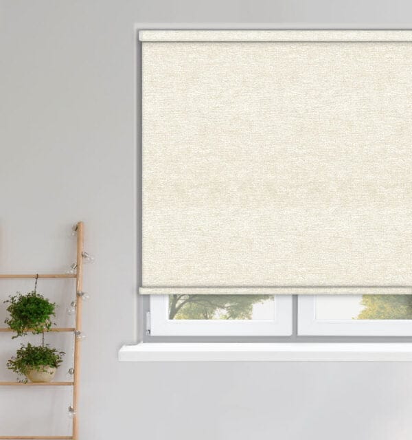 Crush Whistler White Velvet Blackout Roller Blind