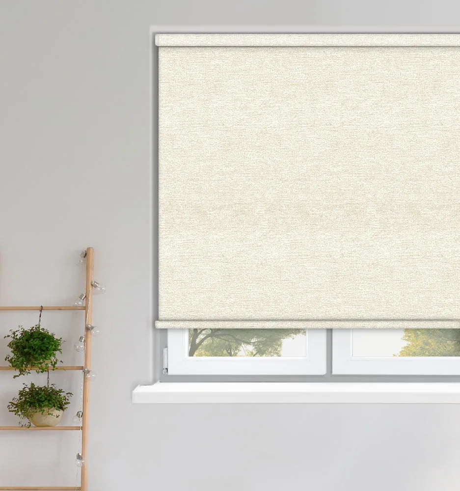 Crush Whistler White Velvet Blackout Roller Blind