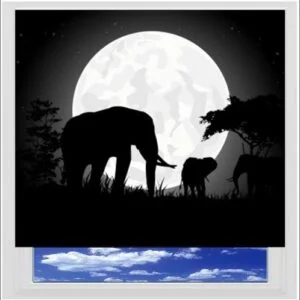 African Elephant silhouette Digitally Printed Photo Roller Blind