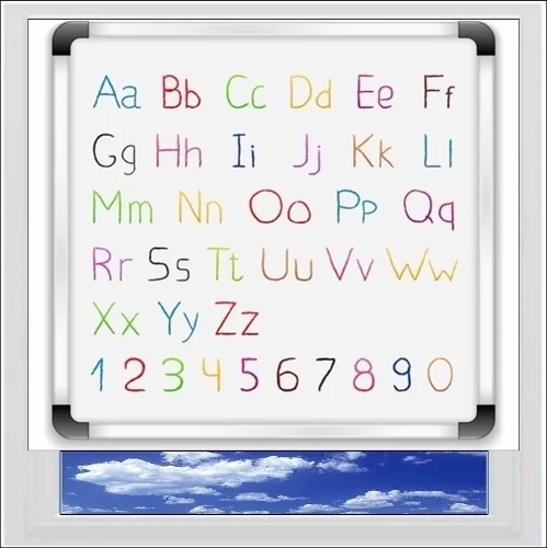 Alphabet On Whiteboard Digitally Printed Photo Roller Blind