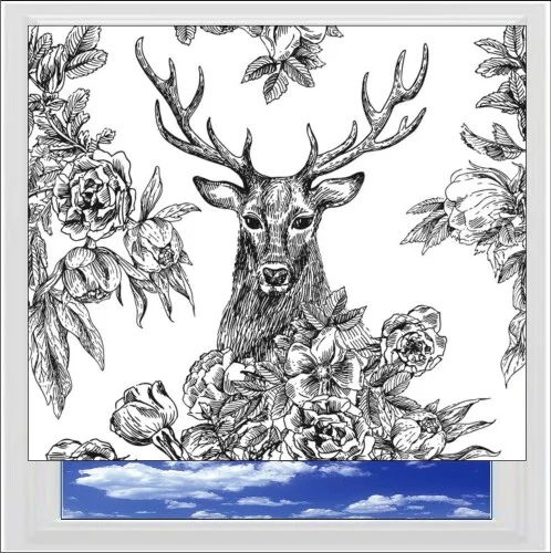Boho Stags Head Digitally Printed Photo Roller Blind - Image 2