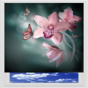 Butterflies and Pink Orchids Digitally Printed Photo Roller Blind
