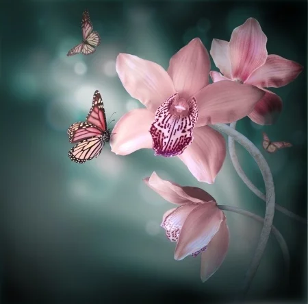 Butterflies and Pink Orchids Digitally Printed Photo Roller Blind - Image 2