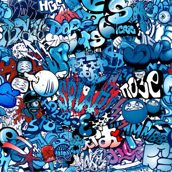 Graffiti Blue Digitally Printed Photo Roller Blind - Image 2