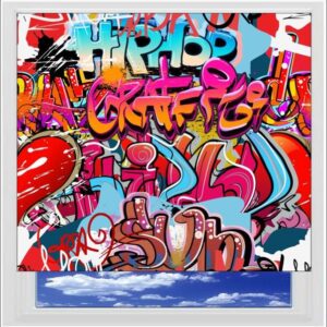 Graffiti Red Digitally Printed Photo Roller Blind
