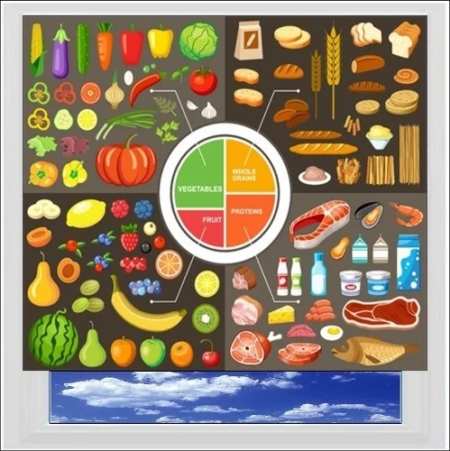 Healthy Food Diagram Digitally Printed Photo Roller Blind
