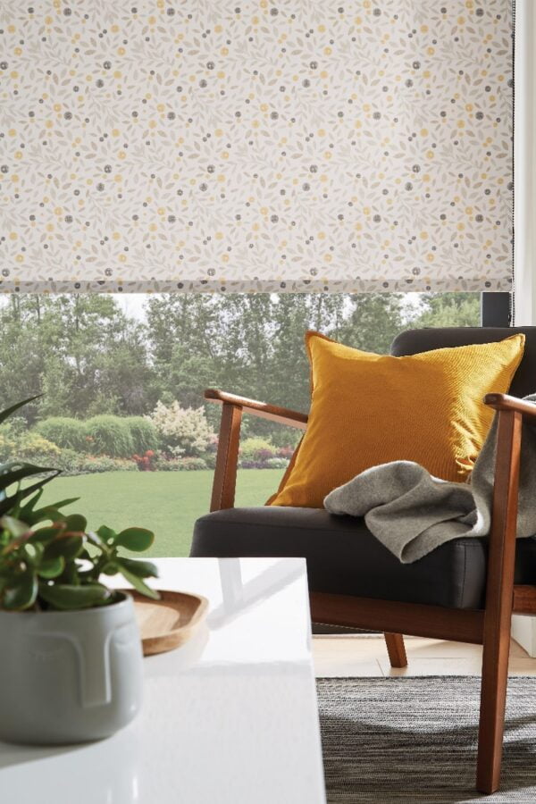 Cotton Flower Ochre Roller Blind