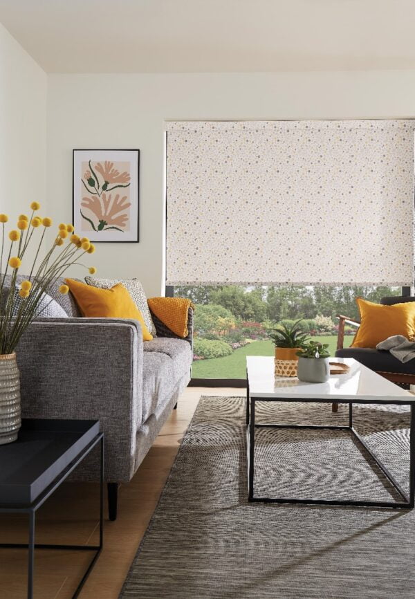 Cotton Flower Ochre Roller Blind