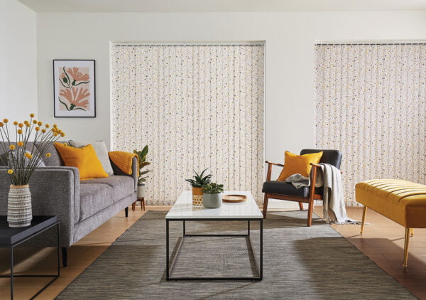 Cotton Flower Ochre Vertical Blind