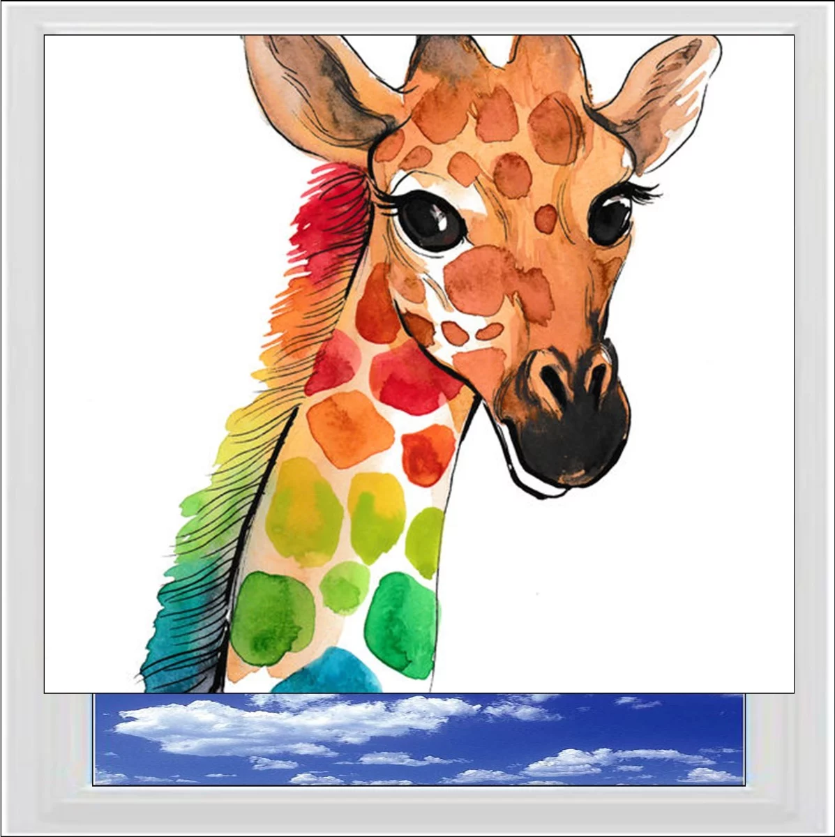 Rainbow Giraffe Digitally Printed Photo Roller Blind