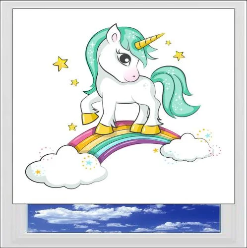 Rainbow Unicorn Digitally Printed Photo Roller Blind
