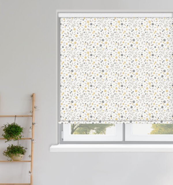 Cotton Flower Ochre Roller Blind