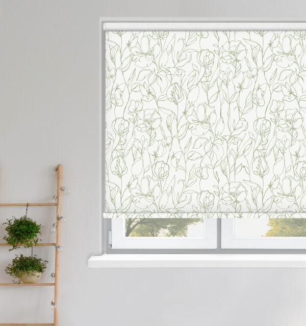 Sweet Pea Stem Green Roller Blind