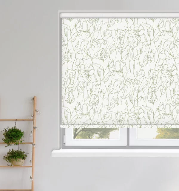 Sweet Pea Stem Green Roller Blind