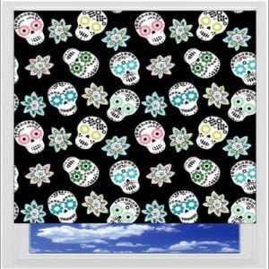 Sugar Skulls Black Digitally Printed Photo Roller Blind