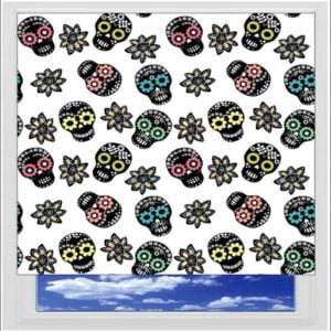 Sugar Skulls White Digitally Printed Photo Roller Blind