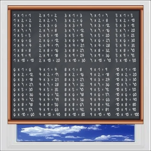 Times Table Chalkboard Digitally Printed Photo Roller Blind
