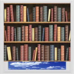 Vintage Bookcase Digitally Printed Photo Roller Blind