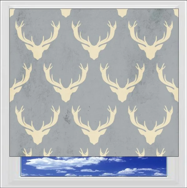 Vintage Stags Heads Digitally Printed Photo Roller Blind