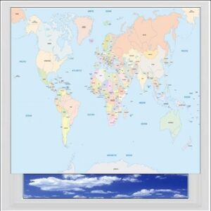 World Map Digitally Printed Photo Roller Blind