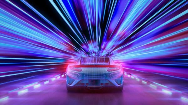 Abstract Neon Sports Car Digitally Printed Photo Roller Blind - Image 2
