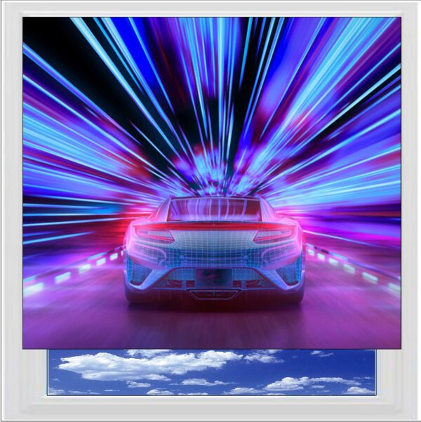 Abstract Neon Sports Car Digitally Printed Photo Roller Blind