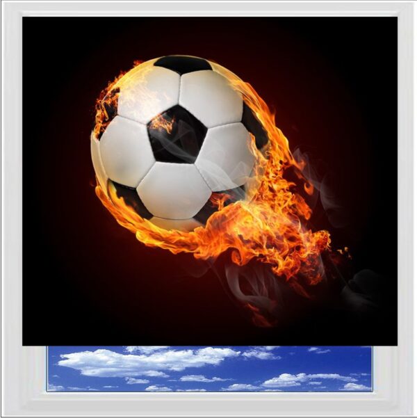 Football On Fire Digitally Printed Photo Roller Blind
