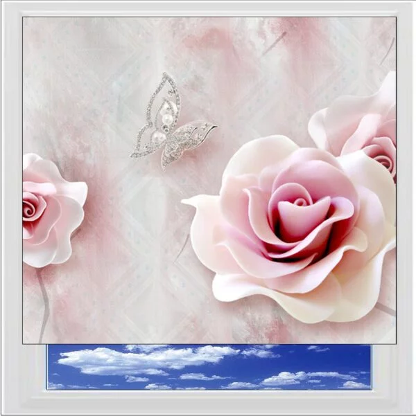 Pink Roses Digitally Printed Photo Roller Blind