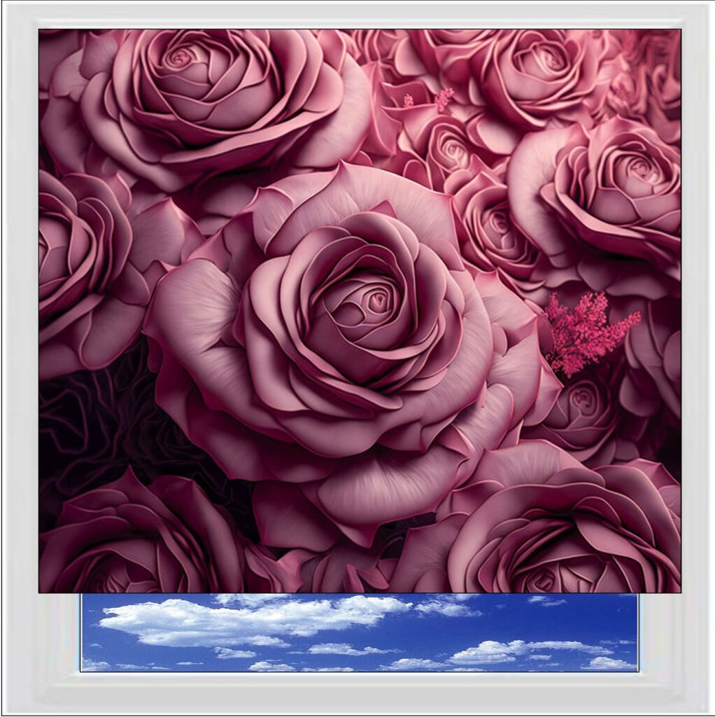 Pink Roses Bouquet Photo Roller Blind