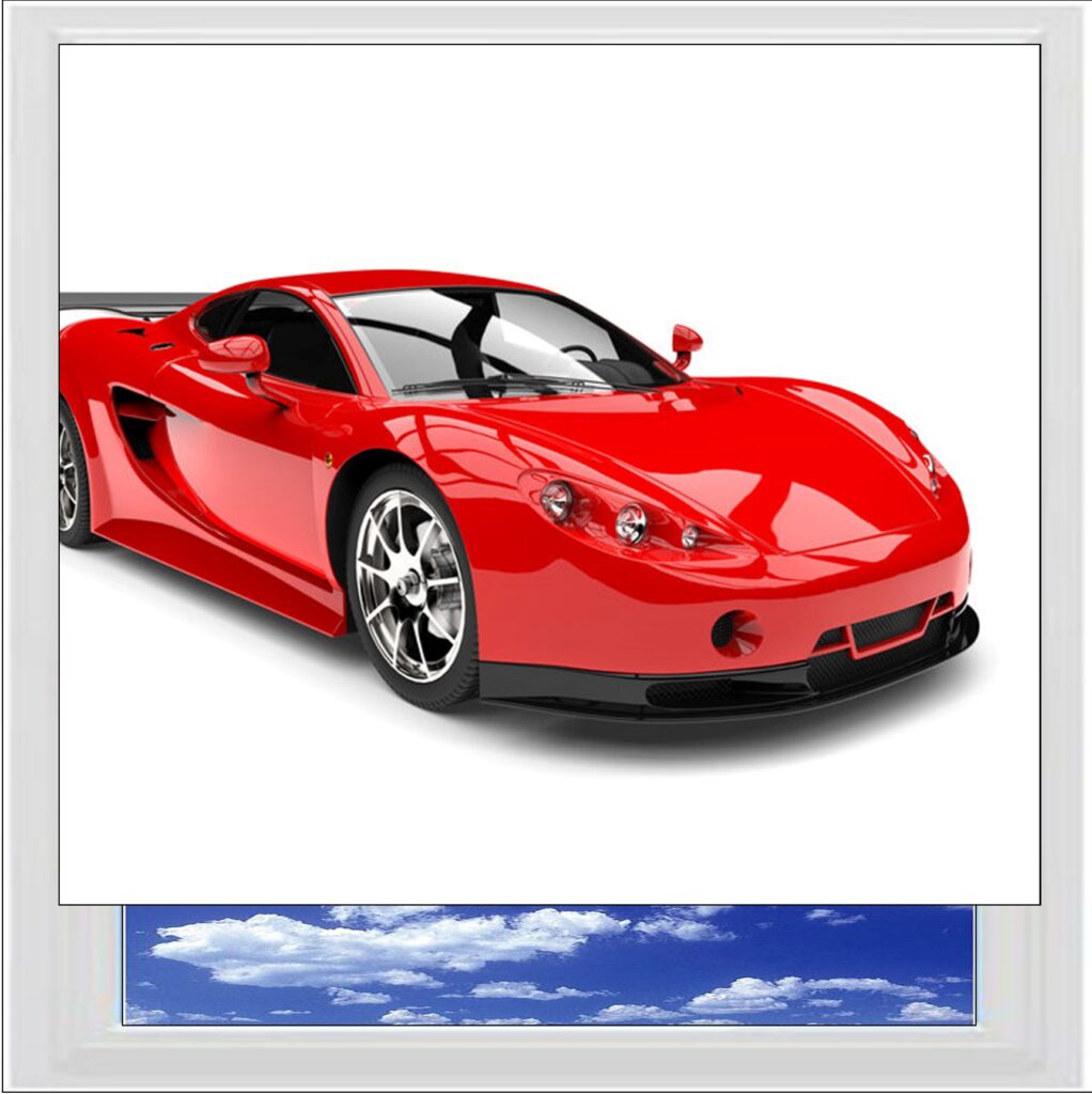 Red Sports Car Photo Roller Blind