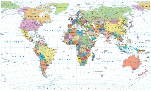 Detailed World Map Digitally Printed Photo Roller Blind