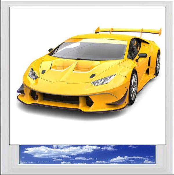 Yellow Sports Car Digitally Printed Photo Roller Blind