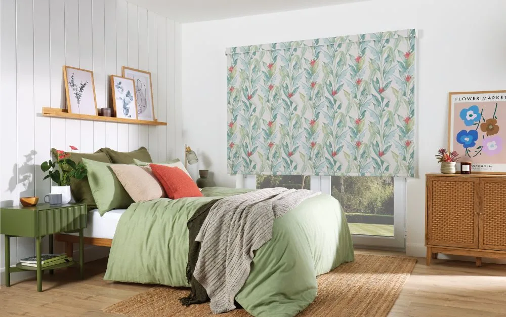 Paradise Palm Green Blackout Roller Blind