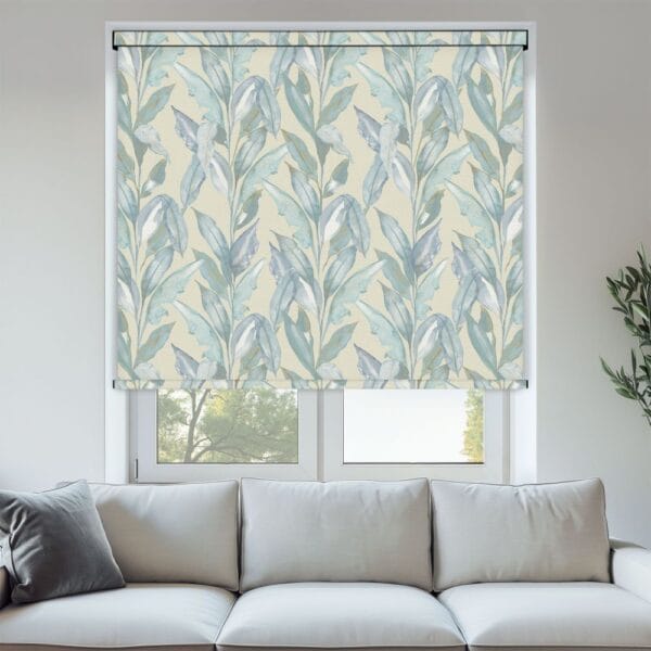Paradise Palm Blue Blackout Roller Blind