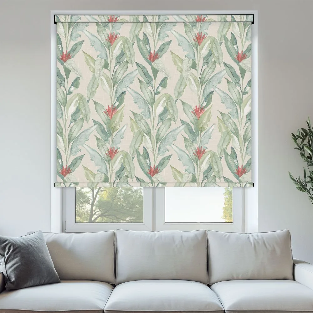 Paradise Palm Green Blackout Roller Blind